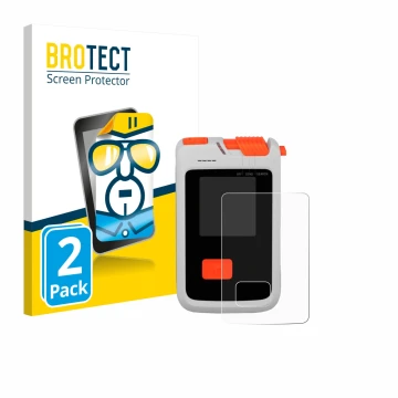 Front side of a product packaging with the brand logo BROTECT. Next to it is the device Mammut Barryvox Barryvox 2 shown with 