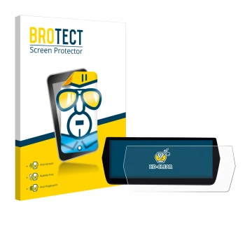 Front side of a product packaging with the brand logo BROTECT. Next to it is the device MG ZS Hybrid+ shown with the correspon