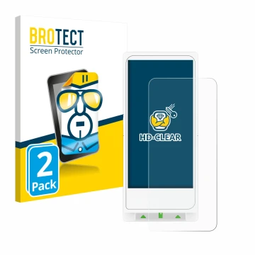 Front side of a product packaging with the brand logo BROTECT. Next to it is the device Clover Flex shown with the correspondi