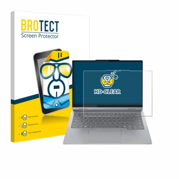 Front side of a product packaging with the brand logo BROTECT. Next to it is the device Lenovo ThinkBook 14 2-in-1 Gen 5 shown