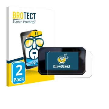 Front side of a product packaging with the brand logo BROTECT. Next to it is the device Honda CBR650R 2025 shown with the corr
