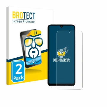 Front side of a product packaging with the brand logo BROTECT. Next to it is the device Xiaomi Poco C71 shown with the corresp