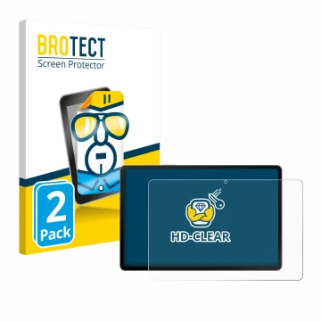 Front side of a product packaging with the brand logo BROTECT. Next to it is the device Samsung Galaxy Tab S10 FE 5G shown wit