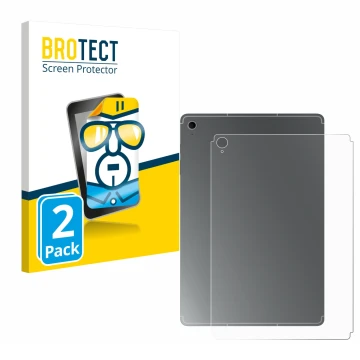 Front side of a product packaging with the brand logo BROTECT. Next to it is the device Samsung Galaxy Tab S10 FE+ (Back) show