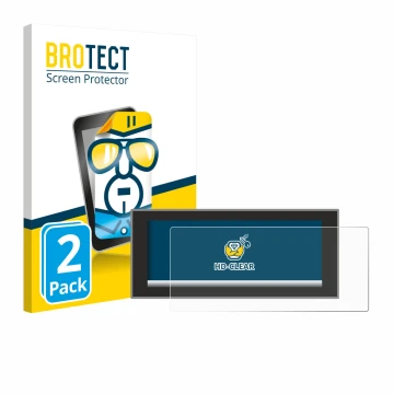 Front side of a product packaging with the brand logo BROTECT. Next to it is the device Land Rover Defender (2024) shown with 