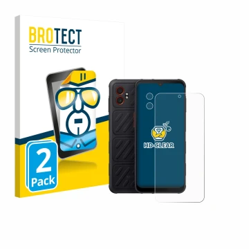 Front side of a product packaging with the brand logo BROTECT. Next to it is the device Samsung Galaxy XCover 7 Pro (Front+Cam