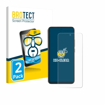 Front side of a product packaging with the brand logo BROTECT. Next to it is the device Oppo Reno 13 Pro shown with the corres