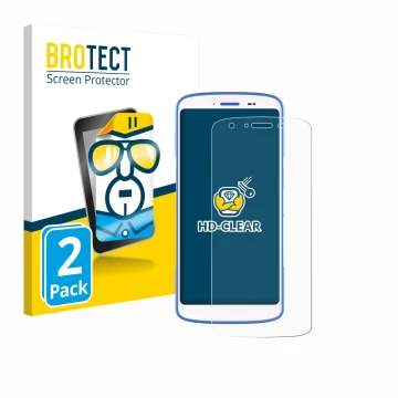 Front side of a product packaging with the brand logo BROTECT. Next to it is the device Zebra HC 25 shown with the correspondi