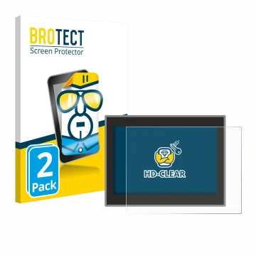 Front side of a product packaging with the brand logo BROTECT. Next to it is the device Jeep Compass Longitud (2018) shown wit