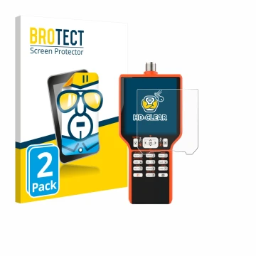 Front side of a product packaging with the brand logo BROTECT. Next to it is the device RigExpert MATCH shown with the corresp