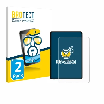 Front side of a product packaging with the brand logo BROTECT. Next to it is the device Honor Pad V9 shown with the correspond