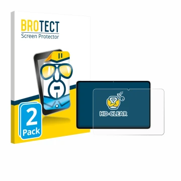 Front side of a product packaging with the brand logo BROTECT. Next to it is the device Nubia Pad Pro shown with the correspon