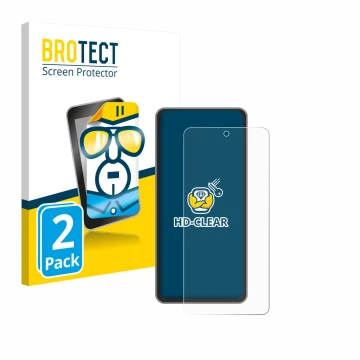 Front side of a product packaging with the brand logo BROTECT. Next to it is the device realme GT 7T shown with the correspond