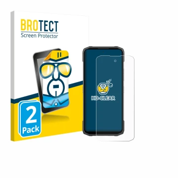 Front side of a product packaging with the brand logo BROTECT. Next to it is the device Doogee Blade 20 Turbo shown with the c