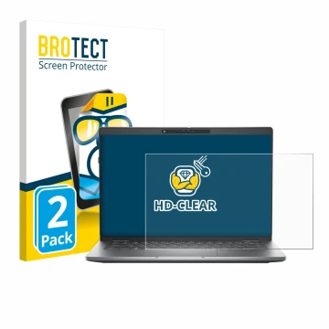 Front side of a product packaging with the brand logo BROTECT. Next to it is the device Dell Latitude 5330 shown with the corr