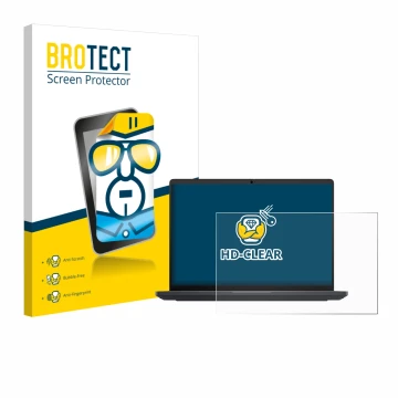 Front side of a product packaging with the brand logo BROTECT. Next to it is the device Dell Pro Max 16 shown with the corresp