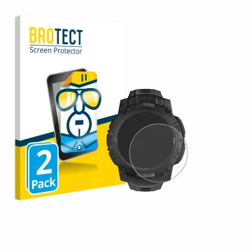 Front side of a product packaging with the brand logo BROTECT. Next to it is the device Garmin Instinct 3 Solar Tactical Editi