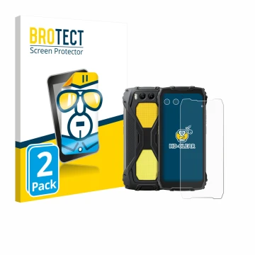 Front side of a product packaging with the brand logo BROTECT. Next to it is the device Blackview BV7300 (Front+Camera) shown 