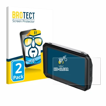 Front side of a product packaging with the brand logo BROTECT. Next to it is the device Blackmagic Design Pyxis Monitor 5