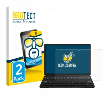 Front side of a product packaging with the brand logo BROTECT. Next to it is the device DEERTiME E6 10.1