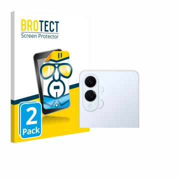 Front side of a product packaging with the brand logo BROTECT. Next to it is the device Samsung Galaxy S25 Edge (ONLY Camera L
