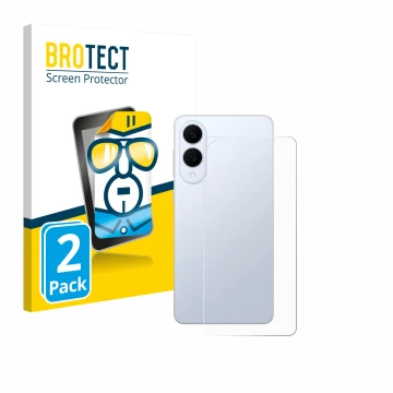 Front side of a product packaging with the brand logo BROTECT. Next to it is the device Samsung Galaxy S25 Edge (Back) shown w