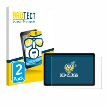 Front side of a product packaging with the brand logo BROTECT. Next to it is the device ZTE Blade X10 II shown with the corres