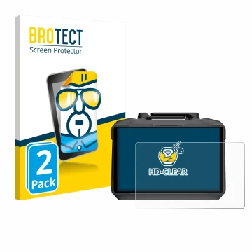 Front side of a product packaging with the brand logo BROTECT. Next to it is the device DJI RC Pro 2 shown with the correspond