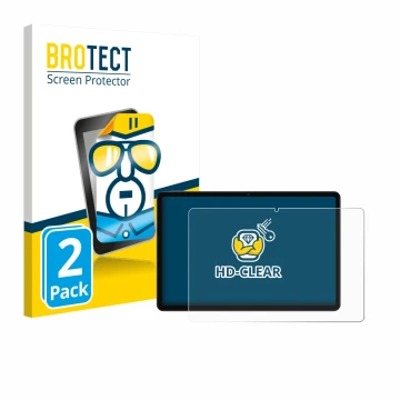 Front side of a product packaging with the brand logo BROTECT. Next to it is the device Xiaomi Redmi Pad 2 shown with the corr