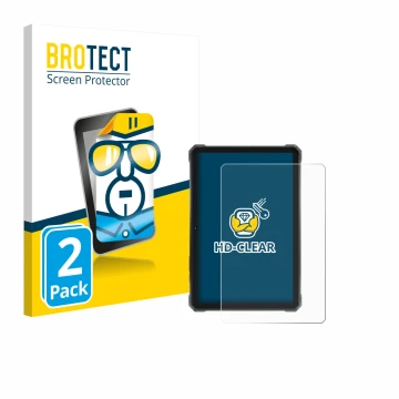 Front side of a product packaging with the brand logo BROTECT. Next to it is the device Hotwav R9 Plus shown with the correspo