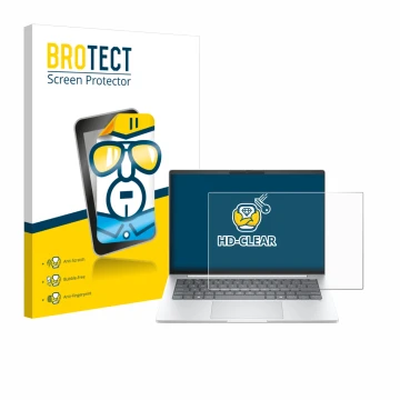 Front side of a product packaging with the brand logo BROTECT. Next to it is the device HP EliteBook 8 G1i 14