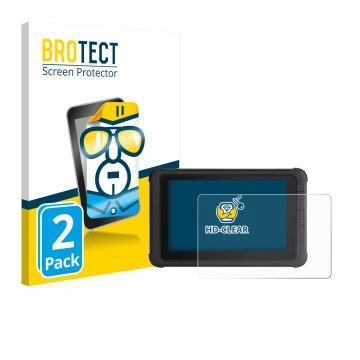 Front side of a product packaging with the brand logo BROTECT. Next to it is the device Webfleet PRO 8475 shown with the corre