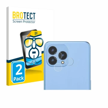 Front side of a product packaging with the brand logo BROTECT. Next to it is the device Cubot P80 (ONLY Camera) shown with the