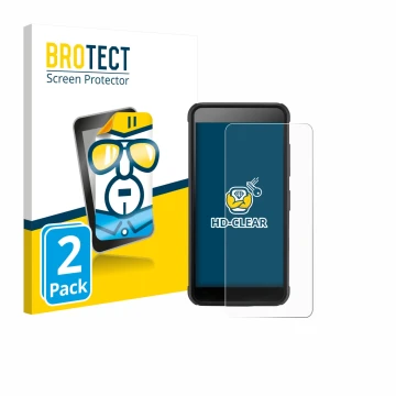 Front side of a product packaging with the brand logo BROTECT. Next to it is the device SkyCaddie Pro 4X shown with the corres