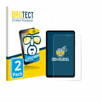 Front side of a product packaging with the brand logo BROTECT. Next to it is the device Alldocube iPlay 70 mini Pro shown with