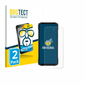 Front side of a product packaging with the brand logo BROTECT. Next to it is the device Doogee Blade 20 shown with the corresp