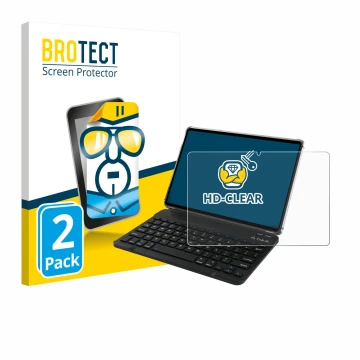 Front side of a product packaging with the brand logo BROTECT. Next to it is the device Tabwee T90 shown with the correspondin