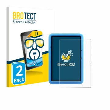 Front side of a product packaging with the brand logo BROTECT. Next to it is the device Blackview Tab 60 Pro Kids 10.1