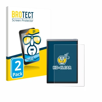 Front side of a product packaging with the brand logo BROTECT. Next to it is the device iflytek Ainote Air 2 shown with the co