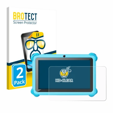 Front side of a product packaging with the brand logo BROTECT. Next to it is the device zcobro KIDS710 7