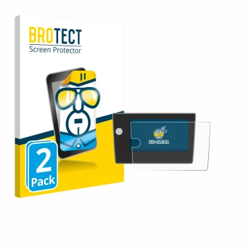 Front side of a product packaging with the brand logo BROTECT. Next to it is the device Volkswagen Polo Life 2024 shown with t