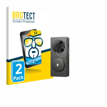 Front side of a product packaging with the brand logo BROTECT. Next to it is the device Aqara Hub G410 shown with the correspo