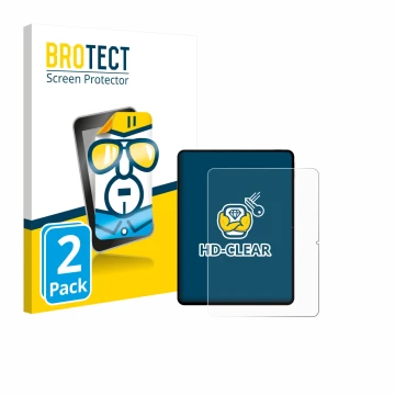 Front side of a product packaging with the brand logo BROTECT. Next to it is the device Teclast Artpad Pro shown with the corr