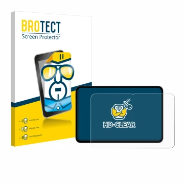 Front side of a product packaging with the brand logo BROTECT. Next to it is the device Teclast T65 shown with the correspondi