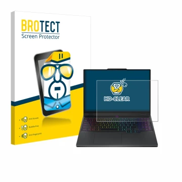 Front side of a product packaging with the brand logo BROTECT. Next to it is the device Lenovo Legion 5 15IRX10 83LY shown wit