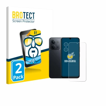 Front side of a product packaging with the brand logo BROTECT. Next to it is the device Xiaomi Redmi 15C 4G (Front+Camera) sho