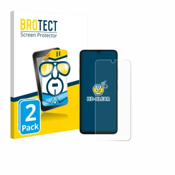 Front side of a product packaging with the brand logo BROTECT. Next to it is the device Oukitel C59 Pro shown with the corresp