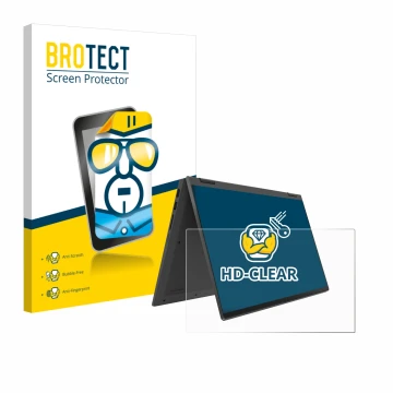 Front side of a product packaging with the brand logo BROTECT. Next to it is the device Lenovo IdeaPad Flex 5 14ALC05 shown wi