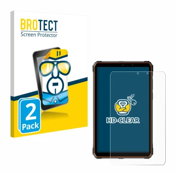 Front side of a product packaging with the brand logo BROTECT. Next to it is the device Blackview Active 5 shown with the corr