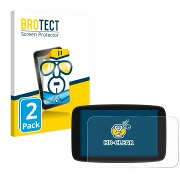 Front side of a product packaging with the brand logo BROTECT. Next to it is the device TomTom Go Navigator 7 (2nd generation)